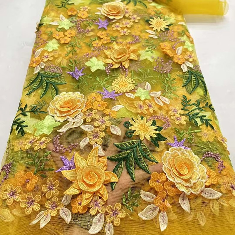 Wedding Supply Wholesale - 90x130cm 3D Bloemig Geborduurde Tule Kant