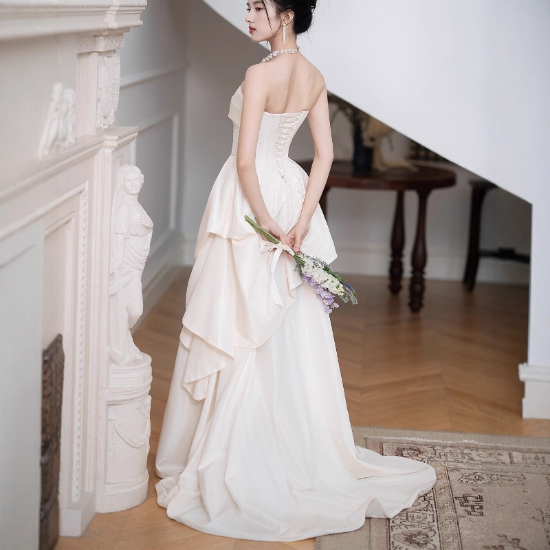 Wedding Led - Franse strapless bruidsjurk voor verloving, lichte